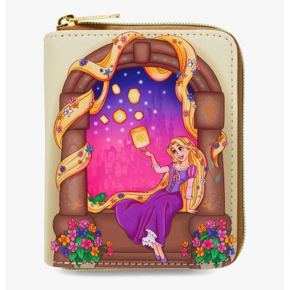 Loungefly Disney Tangled Rapunzel Purple and Gold Floating Lanterns Wallet NWT